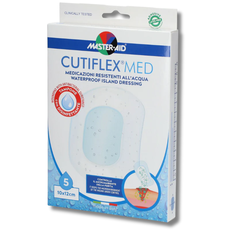 MEDICAZIONE AUTOADESIVA TRASPARENTE IMPERMEABILE MASTER-AIDCUTIFLEXMED 10X12 CM 5 PEZZI