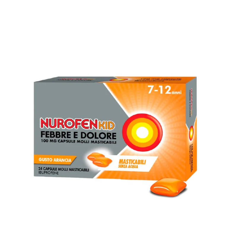 NUROFENKID FEBBRE E DOLORE*24 cps molli masticabili 100 mg